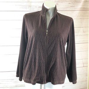 NORSPORT Womens Full Zip Jacket Size 1-XL Chocolate Brown Velour Style NR94739